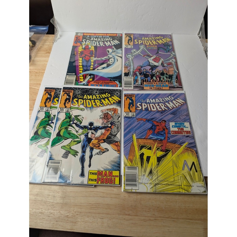 Amazing Spider-Man Comic Lot 220 263 266 267 Moon Knight Black Suit Marvel 5ct